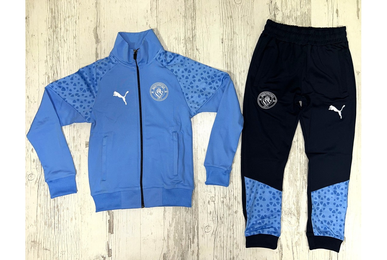 Детски футболен екип Manchester City син с черно 8136